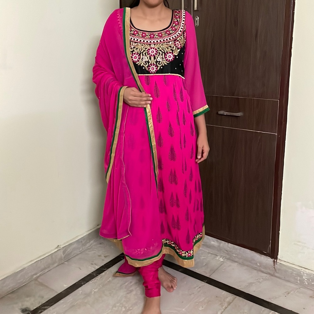 Anarkali kurti set with churidaar leggings and dupatta